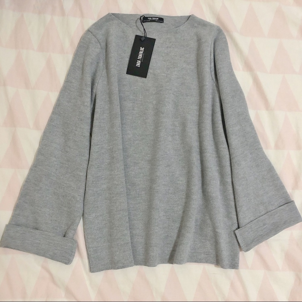 Zara Grey Relax-fit Long sleeve Tee